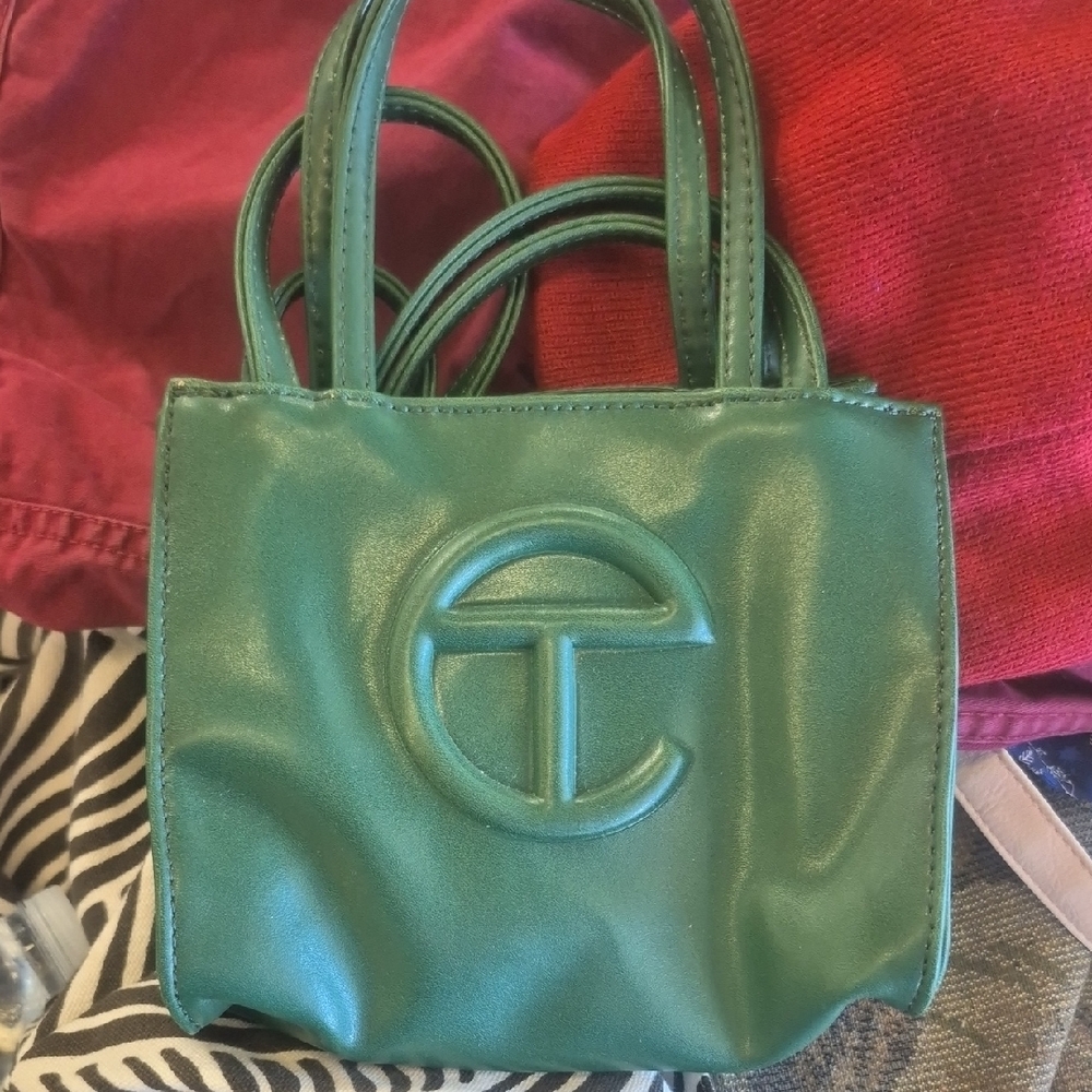Telfar Green Mini Tote Bag  with Embossed Logo